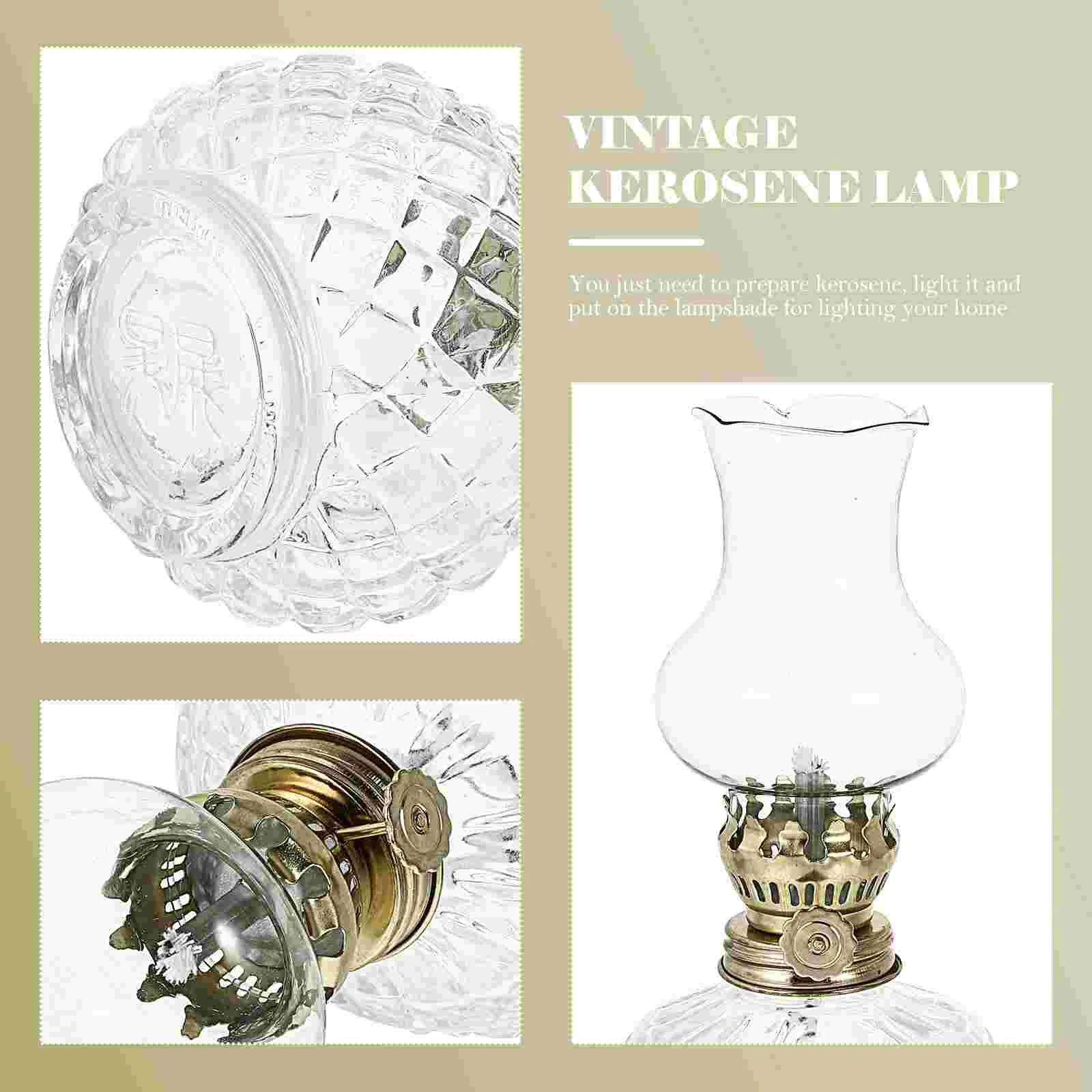 Glass Kerosene Lamp Oil Burning Lantern Classic Lamp Oil Lantern Rustic Kerosene Lamp Glass Lamp for Kitchen Home Outdoor Indoor