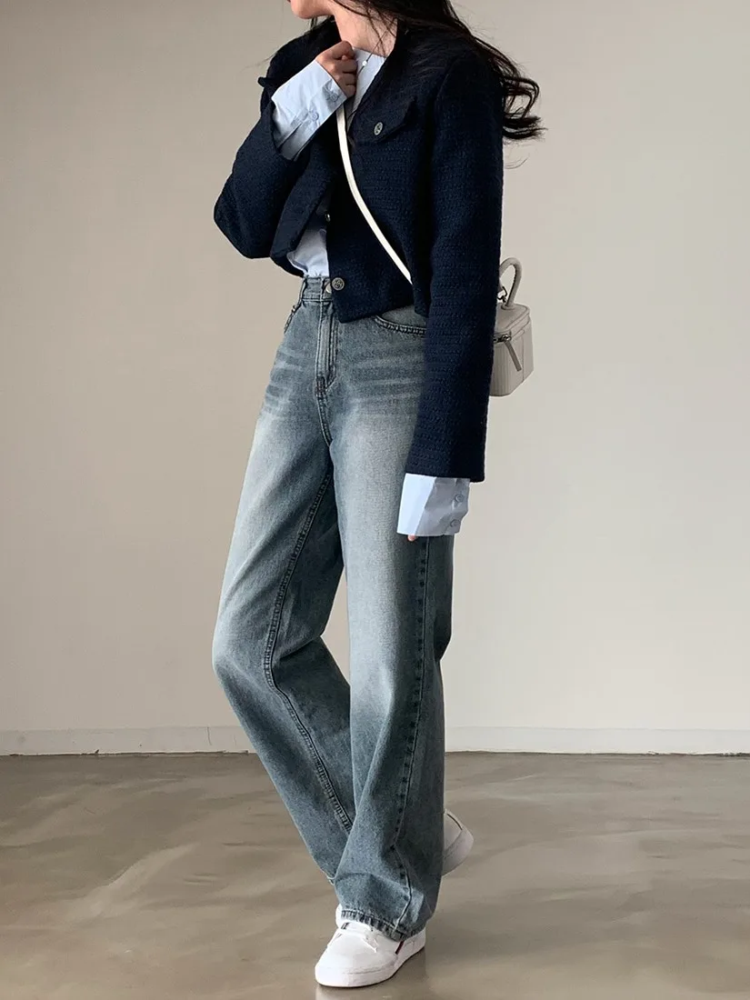 Chaqueta Corta Acolchada de Cintura Alta para Mujer, Estilo Coreano, Ropa de Abrigo de Primavera, Cárdigan Abierto de Manga L...