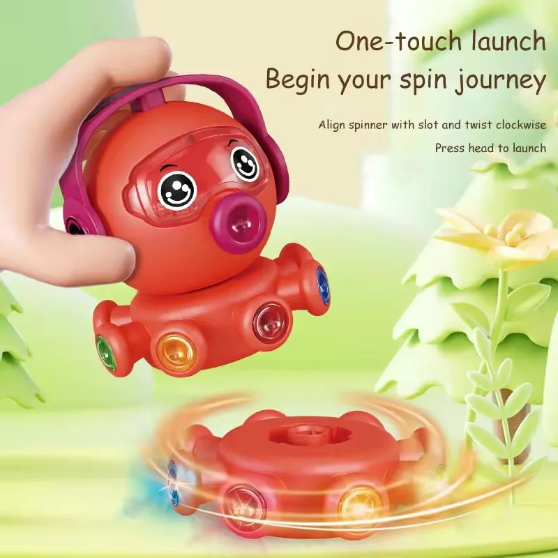 Brinquedo giratório brilhante do polvo dos desenhos animados, brinquedo interativo educacional da luz do polvo dos desenhos animados para crianças