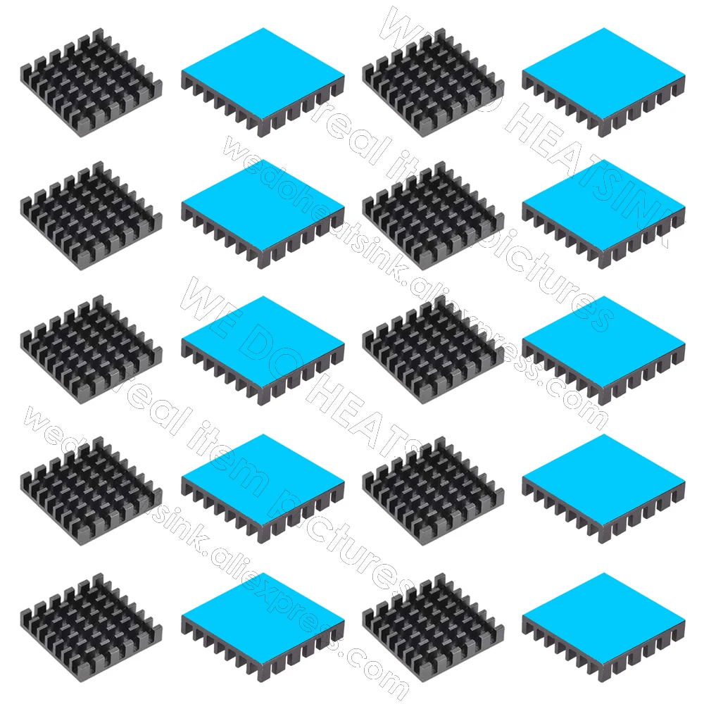 Dissipatore di calore nero 25x25x5mm con dissipatore di calore in alluminio termoconduttivo pre-applicato per il raffreddamento di chip IC GPU