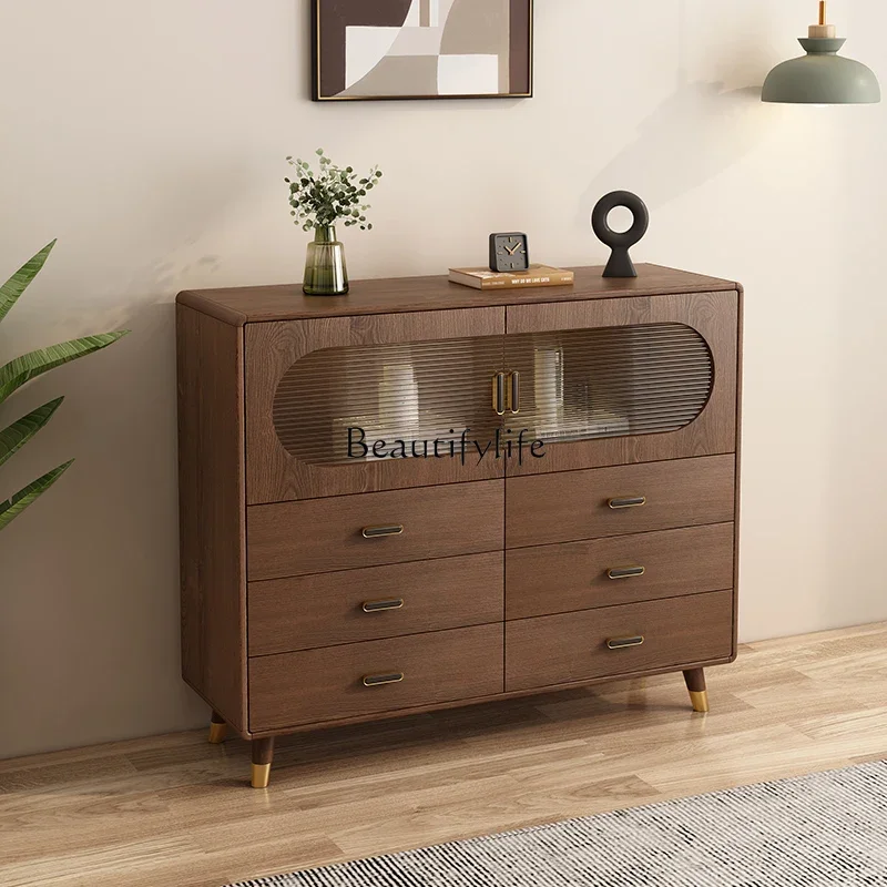 Home against the wall Modern simple eight-bucket cabinet Nordic multi-functional bedroom storage chest