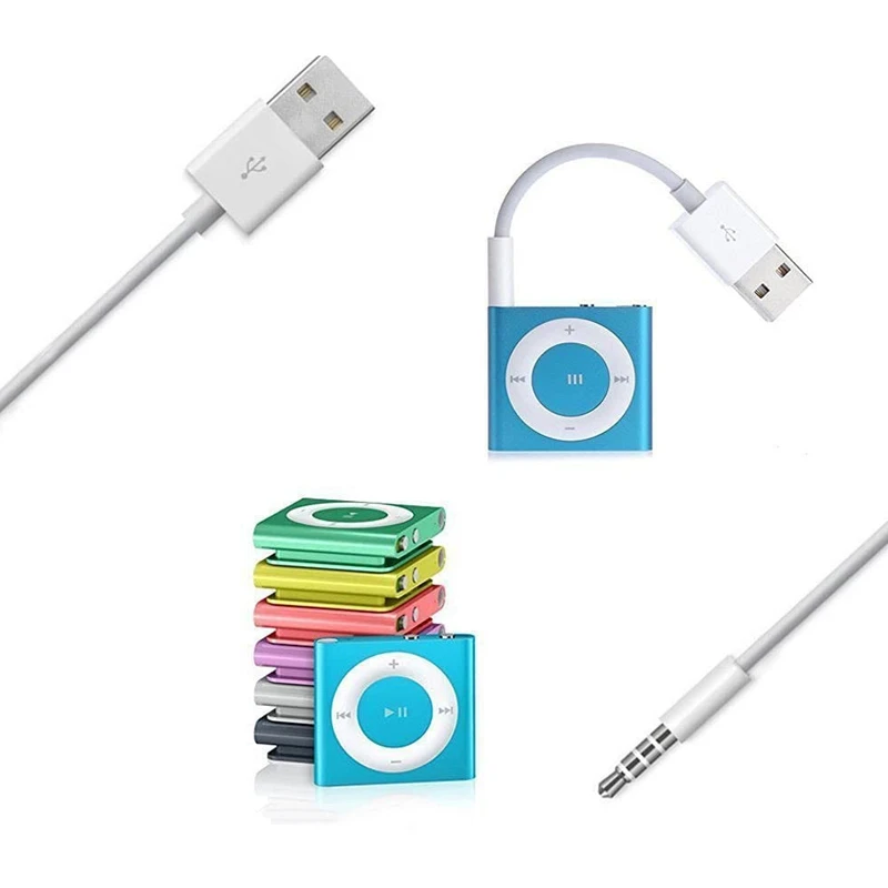 MP3 ładowanie 3.5mm Jack/wtyczka do ładowarka USB synchronizuj dane kabel przesyłowy kompatybilne z IPod Shuffle 3. 4. 5. 6. 7th Gen.