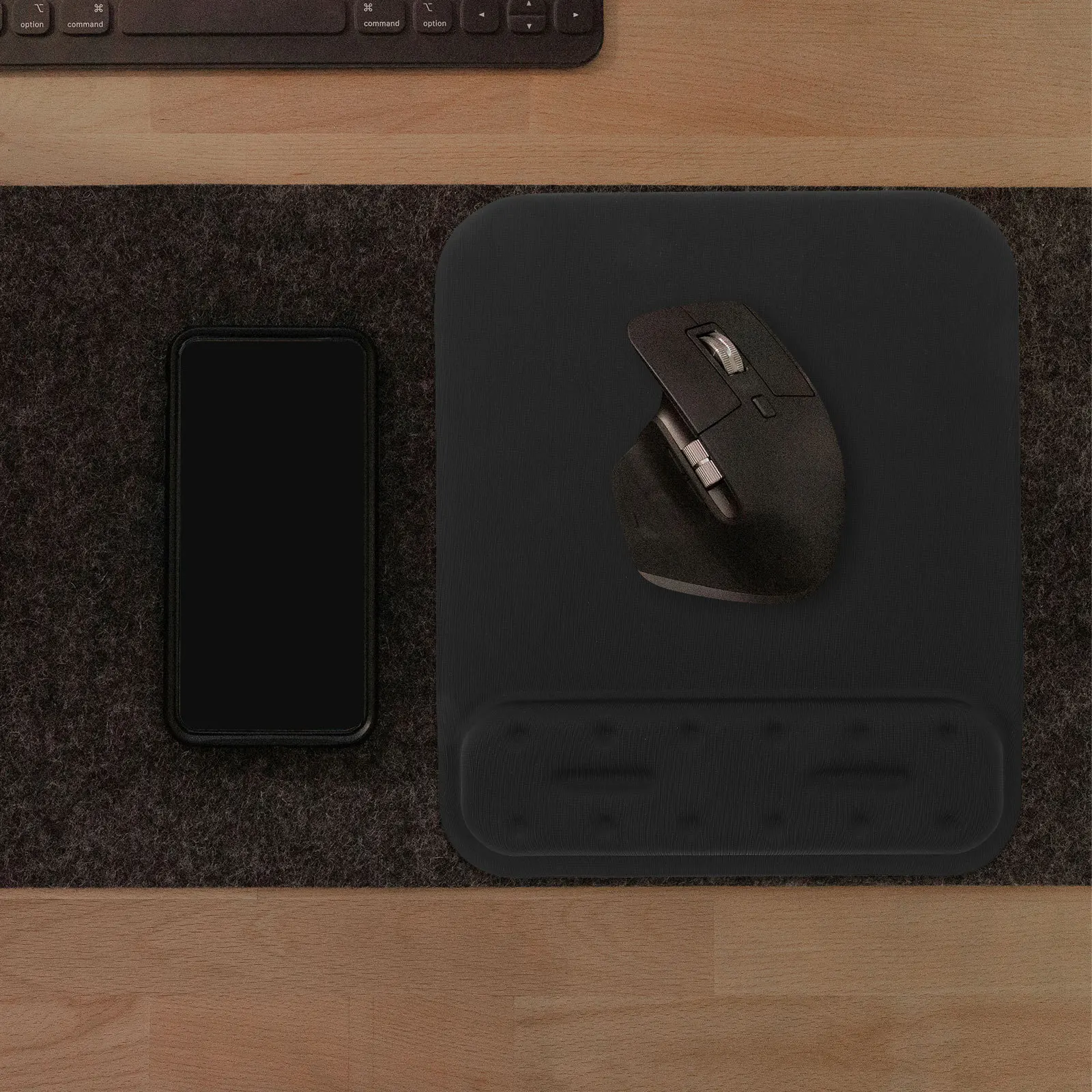 

Large Memory Cotton Wristband Mouse Pad Ergonomic Slow Non-Slip Support Surface for Laptop Pc Desktop Mouse Pad Black