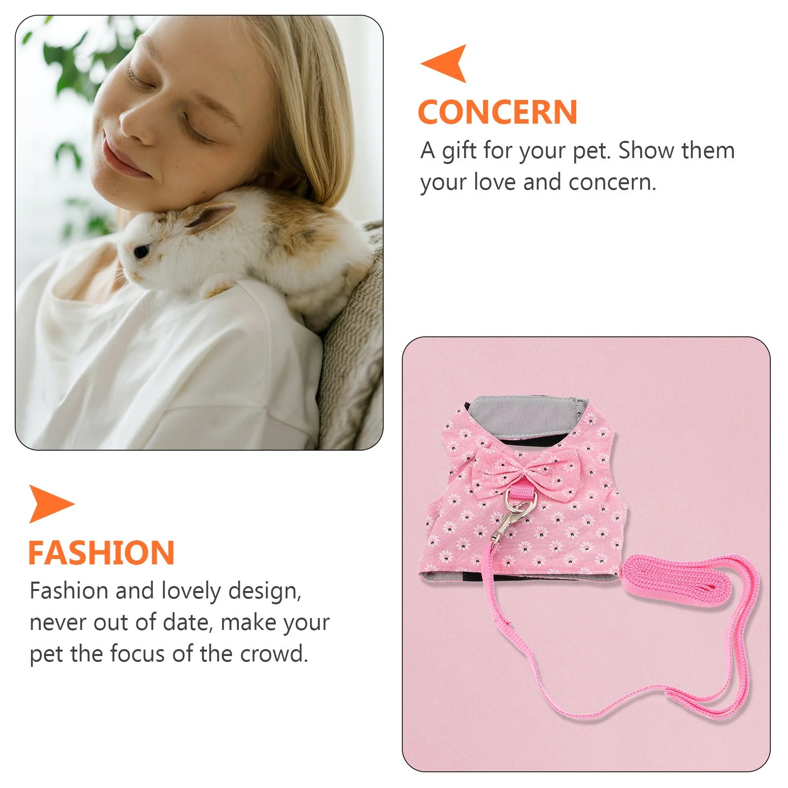 

Rabbit Vest Harness with Leash Bunny Outdoor Walking Strap Small Animal Cute Bow Design Fashion Lovely Durable Breathable