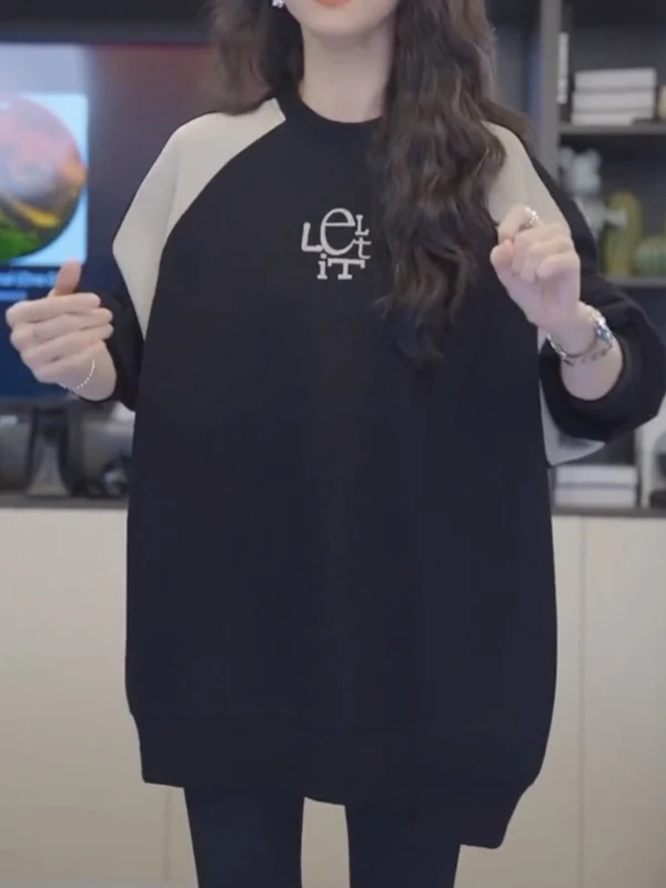 

Loose oulder Sve Long Sve Women's Sweatirt Spring 2026 Faionable Inner Wear Casual Loose Color Blo Top