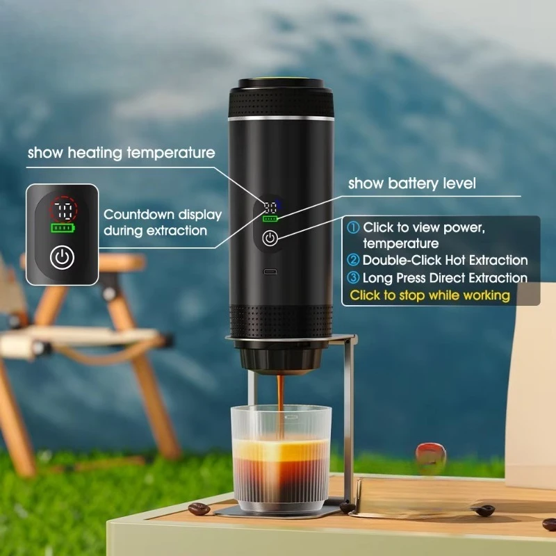 Capsule Espresso Machine Portable Cold Brew Heating 80ml Water Tank Coffee Powder Machine
