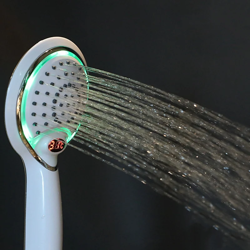 TKOH-Led Hand Shower Head, 3 สี Led หัวฝักบัวพร้อมจอแสดงผลอุณหภูมิแบบดิจิตอล, หัวฝักบัวไฮดรอลิก Lcd