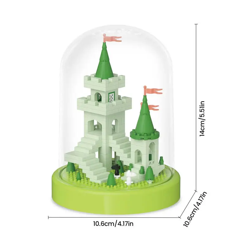 DIY Architektur Valley Castle Baustein mit Staubschutz Kinder Spielzeug Erwachsene Mini Ziegel 3D Bauset Geburtstagsgeschenke