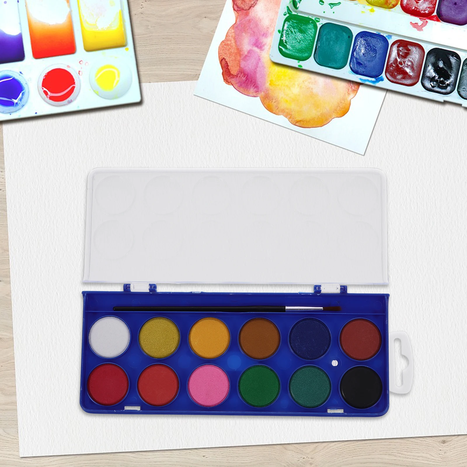 

12 Colors Solid Watercolor Paint Set For Artists Students Vibrant Gouache Pigment With Brush Storage
