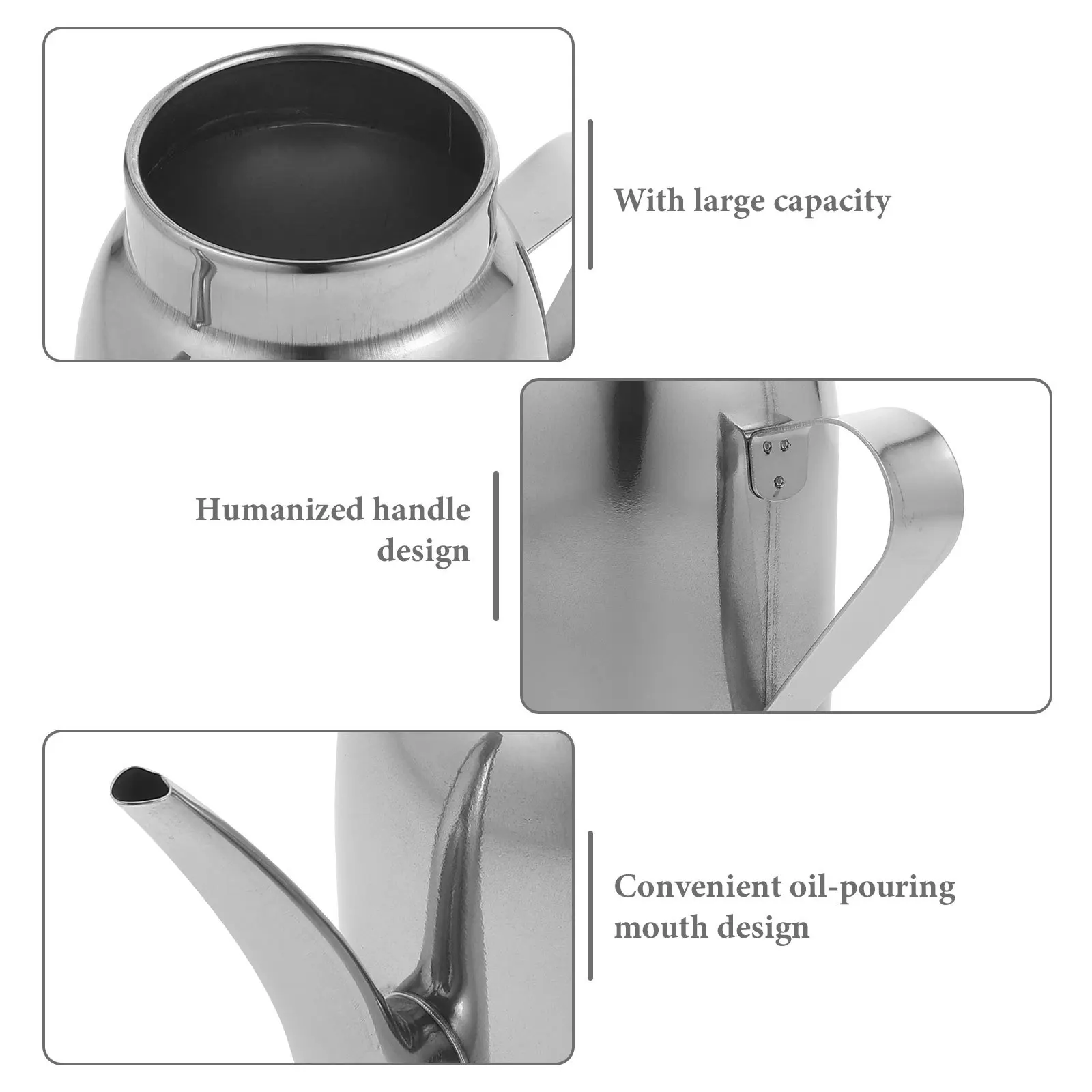 

1pc Stainless Steel Pot Kitchen Grease Storage With Easy Pour Spout Heat Resistant Handle Multi-Function Dispenser Household Oil