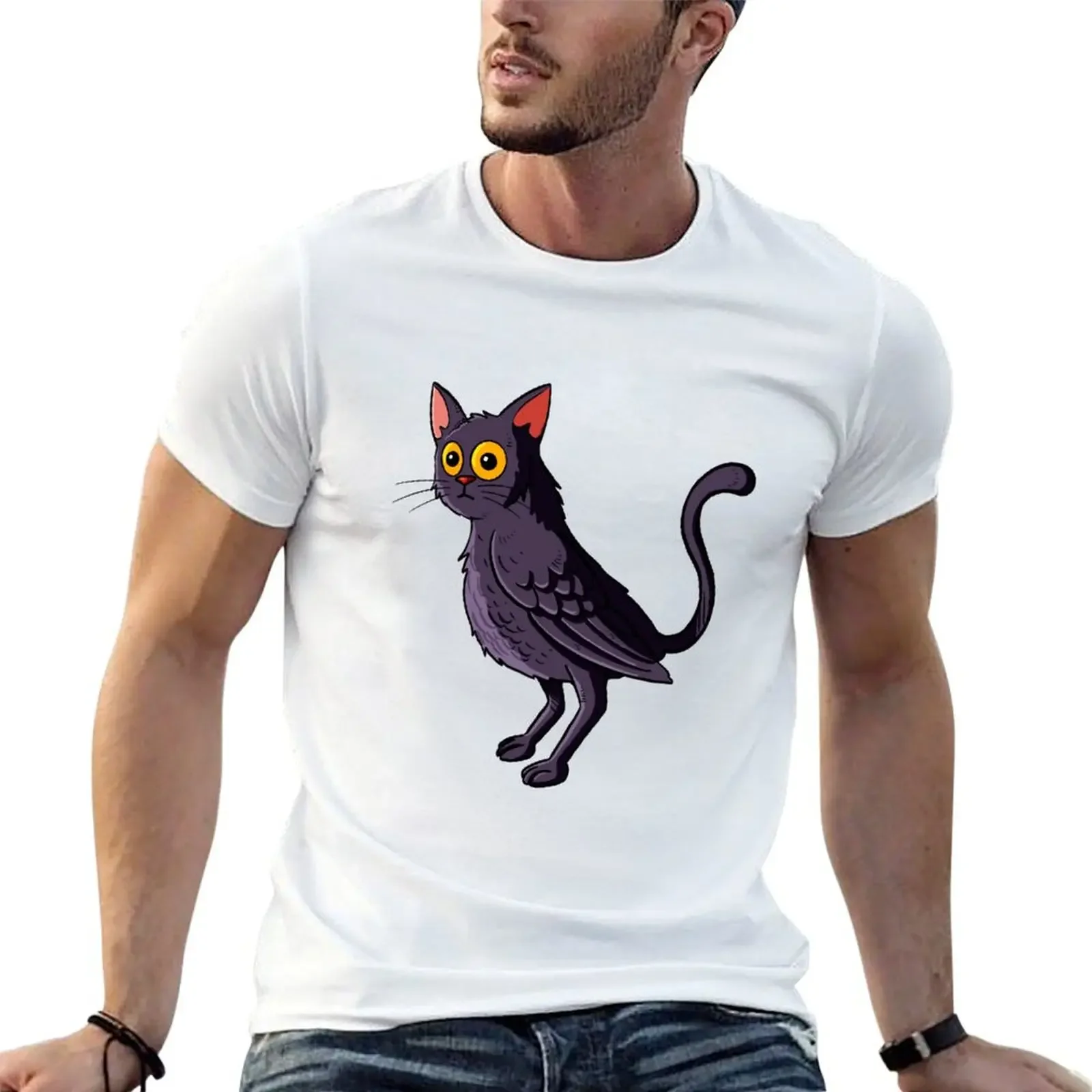 Crow Cat T-shirt plain sweat Short sleeve tee men