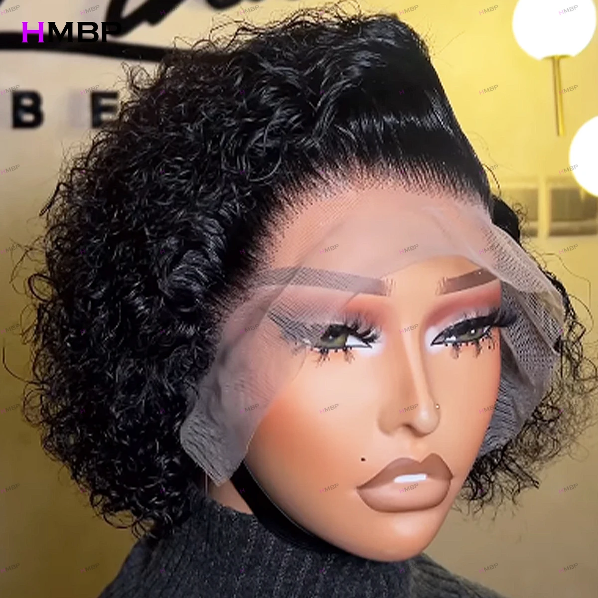 

Short Jerry Curly 350 Density super double drawn Human Hair Wigs 13x6 Hd Glueless Lace Frontal Wigs Pre Plucked Hair For Woman
