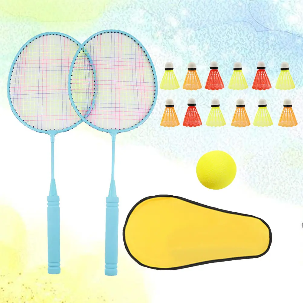 

12Pcs Kids Badminton Rackets Set Lake Blue Interactive Training Tool Parent Child Game Exercise Suitable 8-12 Years Outdoor