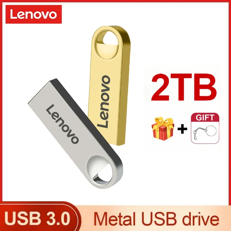 Lenovo USB 3.0 2TB, Flash Drive logam memori 1TB 512GB 256GB tahan air Usb Stick kecepatan tinggi kartu memori Flash OTG Pen Drive