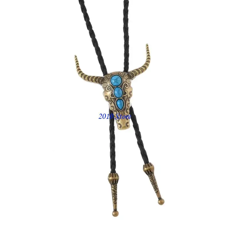 ربطة عنق بولو F3MF للجنسين على طراز Herdsman مع قلادة معدنية متينة وحزام بولي يوريثان مرن #2