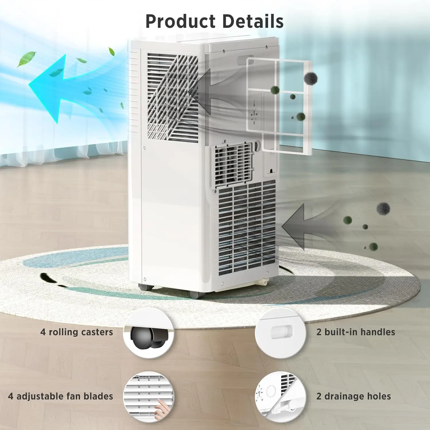 Air Conditioners Cool Up to 350 Sq.Ft, 4 Modes Portable AC with Remote Control/LED Display/24Hrs Timer/Installation Kits