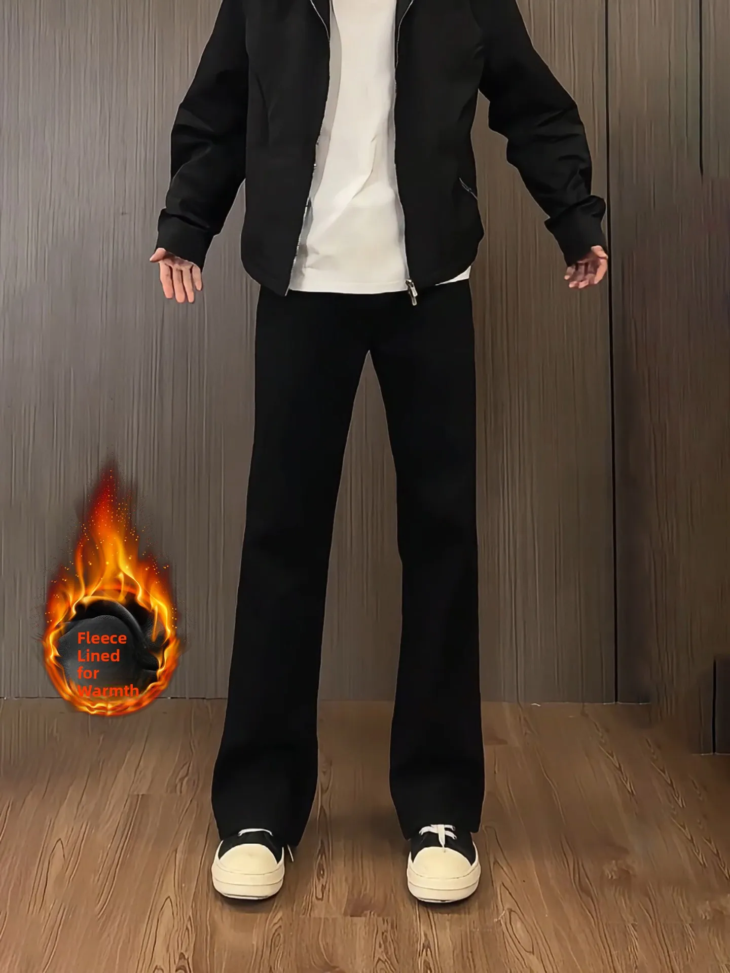 

Cleanfit Fce Lined Soft Denim Jeans Men's Slim Straight Elastic Autumn Winter High Waist Bla Pants Youth Faion