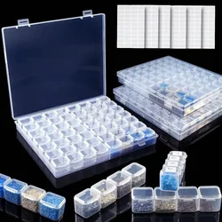 1pc Transparent Storage Box, 56 Grids DIY Diamond Painting Box, Plastic Storage Container For Fake Nail , Rhinestone Beads