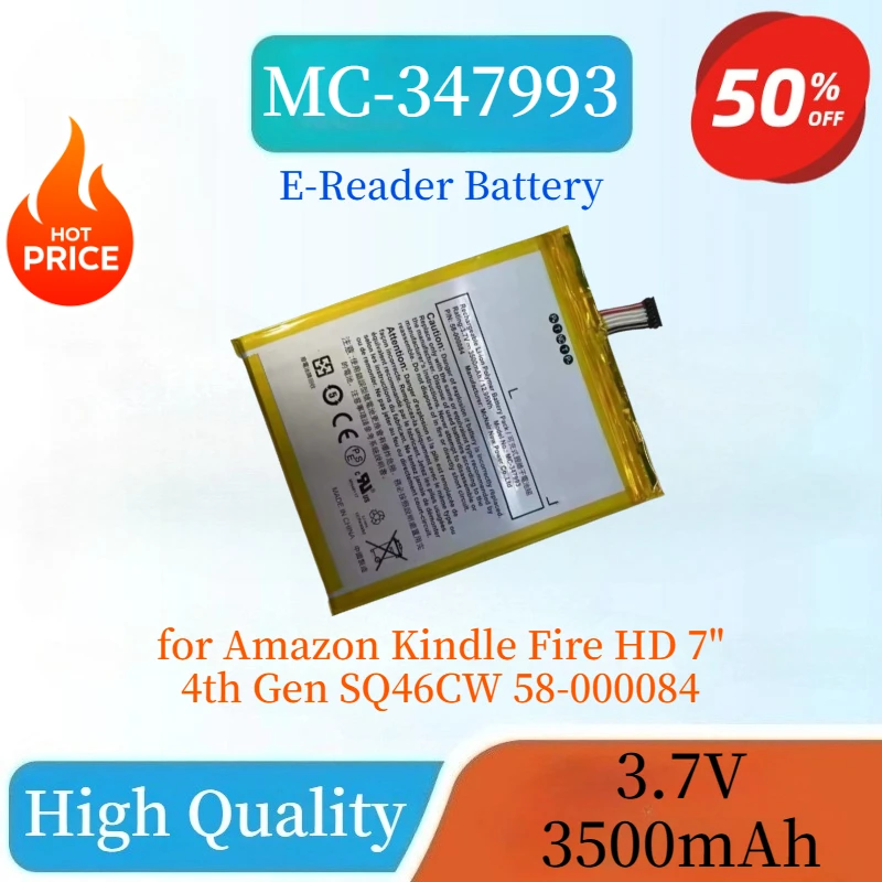 

High Quality Brand New MC-347993 3.7V 3500mAh Replaceable E-Reader Battery For Amazon Kindle Fire HD 7" 4th Gen SQ46CW 58-000084