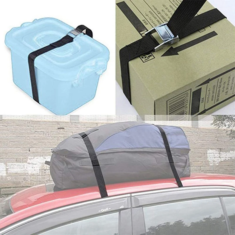 4Pcs Cargo Straps With Buckle Tie-Down Belt For Motorcycle Car Bicycle Metal Tow Rope Strong Ratchet Fixing Belt For Luggage Bag