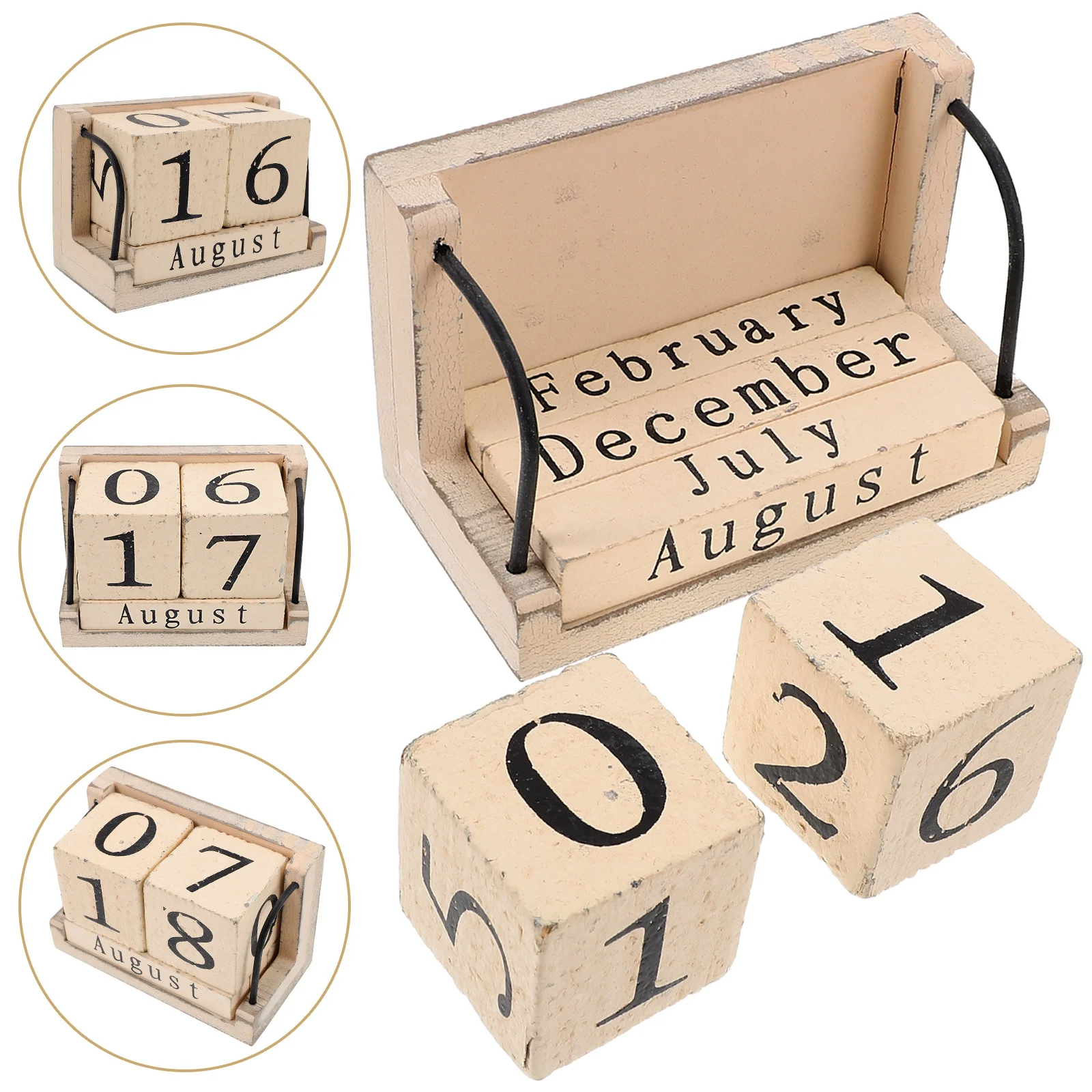 التقويم الدائم الخشبي ريفي ريترو ستايل كتلة مكتب قابلة لإعادة الاستخدام للمنزل مكتب مقهى مطعم ديكور الحرف الخشبية