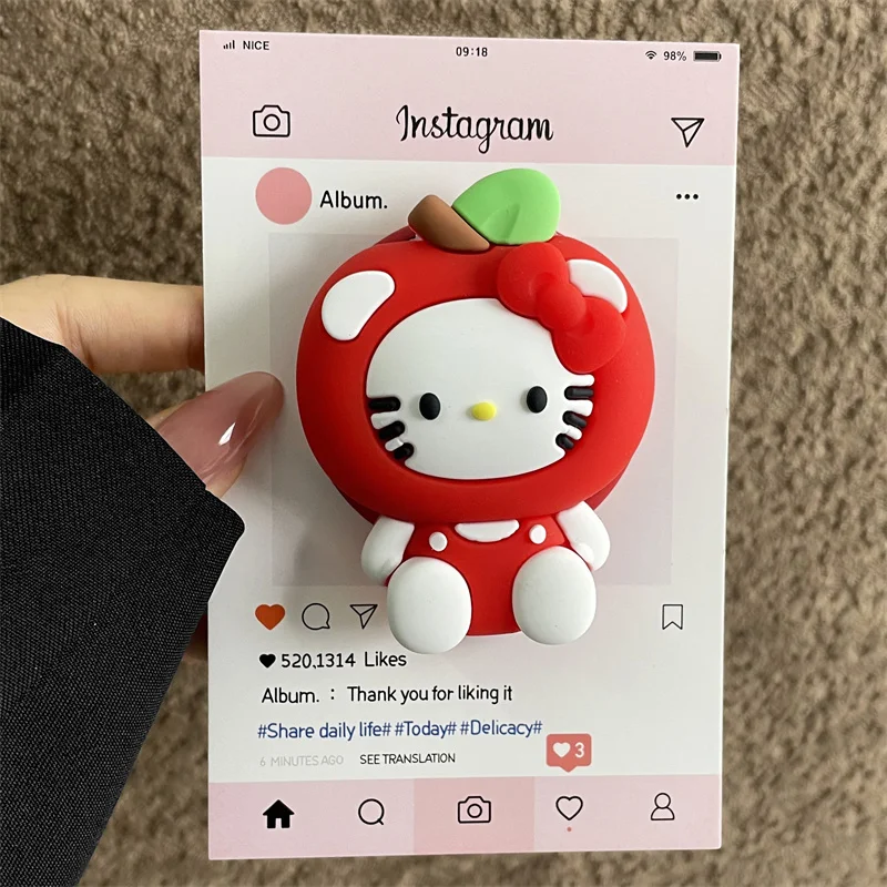 Für Magsafe Magnetischer Handygriff, Ständer, Niedlicher 3D-Cartoon Hello Kitty für iPhone, Faltbarer Halter mit Drahtlosem Laden, Stereoskopischer Halter – Detail 11