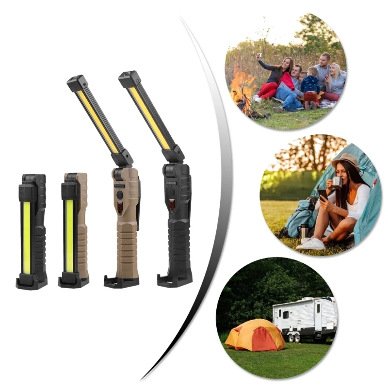 

Folding LED Work Light Handheld Flashlights USB Rechargeable Hook for Emergency Car Inspection Outdoor Camping 37JD