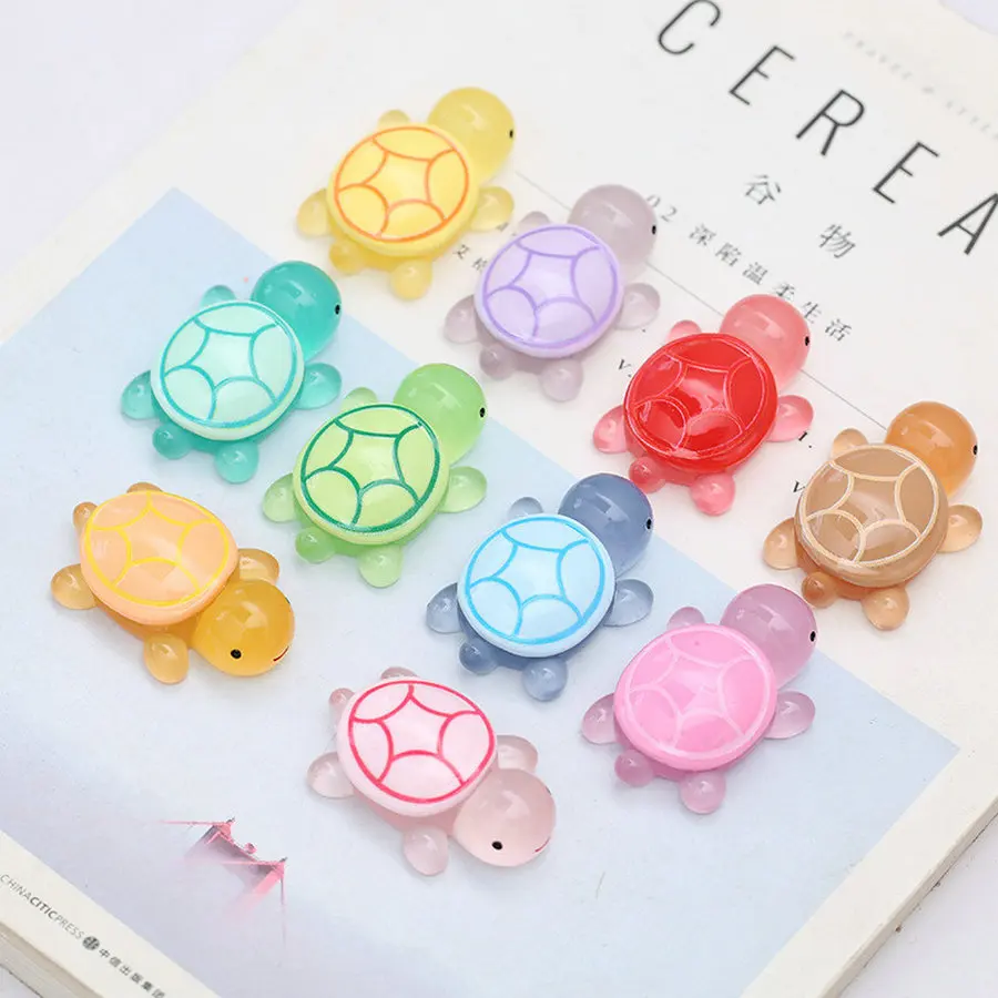 Glow in The Dark Mini Resin Turtles 20PCS Sea Turtles Figurines Luminous Cute Tiny Turtles Bulk for Jewelry Keychain Making DIY