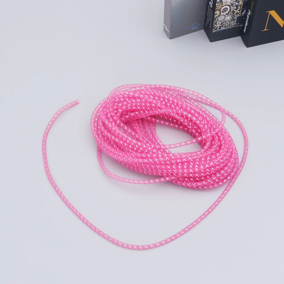 Elastic Mesh Tube Polyester Braid Tube Creative Net Yarn Cord DIY Jewelry Making Supplies for Women Kids Watermelon Red