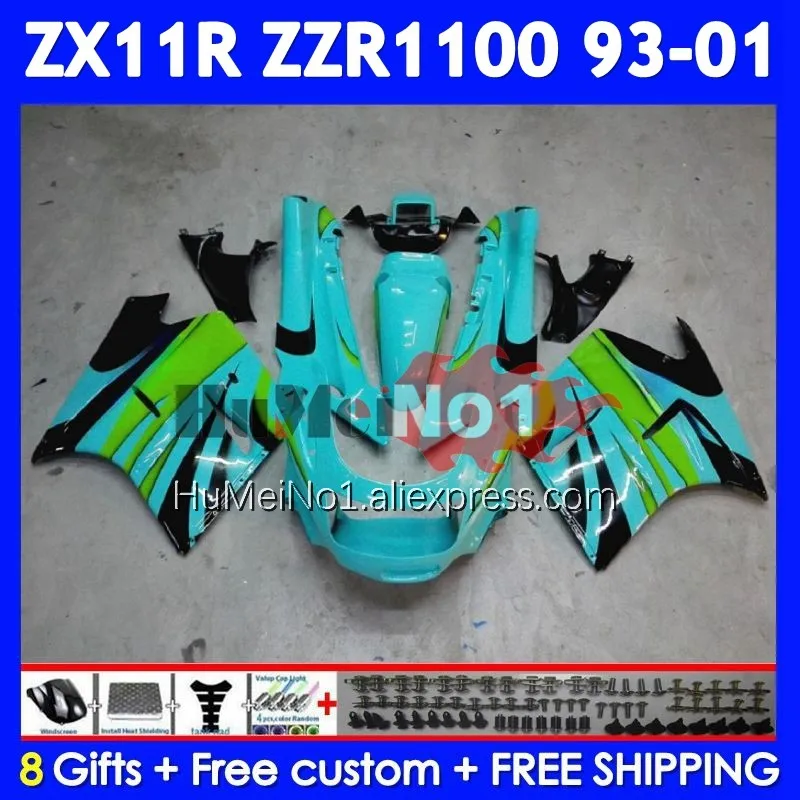 ZZR1100 For KAWASAKI NINJA ZX-11R ZX11R ZZR 1100 Cyan green 1993 1994 1995 1996 224No.55 ZX 11R ZX11 R 97 98 99 00 01 Fairing