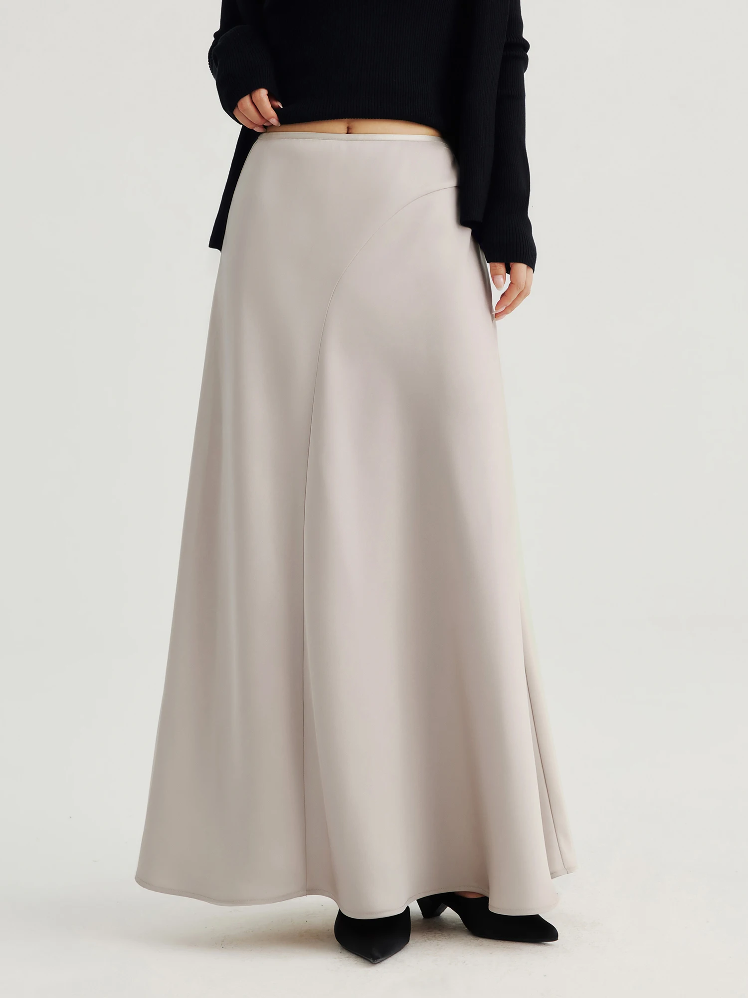 Elegant Satin A-Line Fish Tail Skirt Women's Half-length Skirt Flowing Dream Series Standard Fit Daily Wear Polyester Fiber