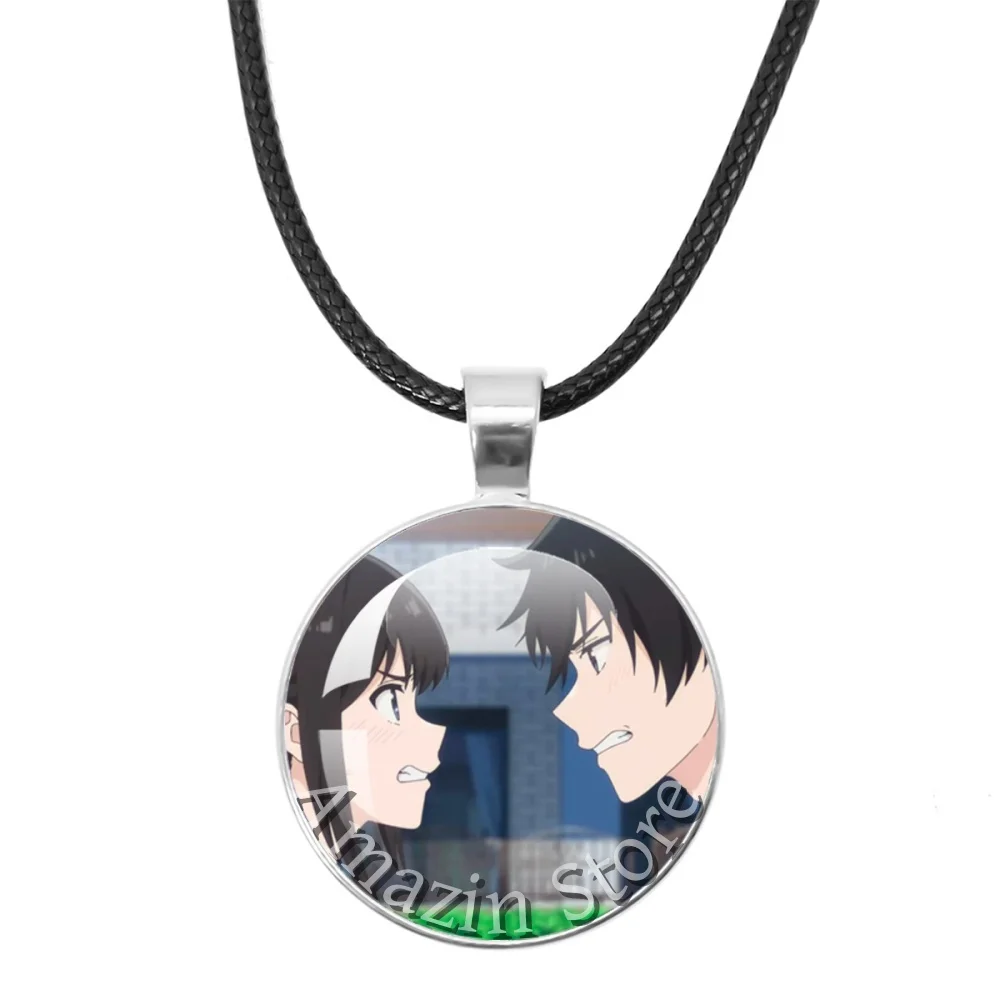 25mm Black Leather Necklace  Anime I Want to End This Love Game Character Scallion Youxi Yesakura Meijiu Glass Jewelry GiftJD029