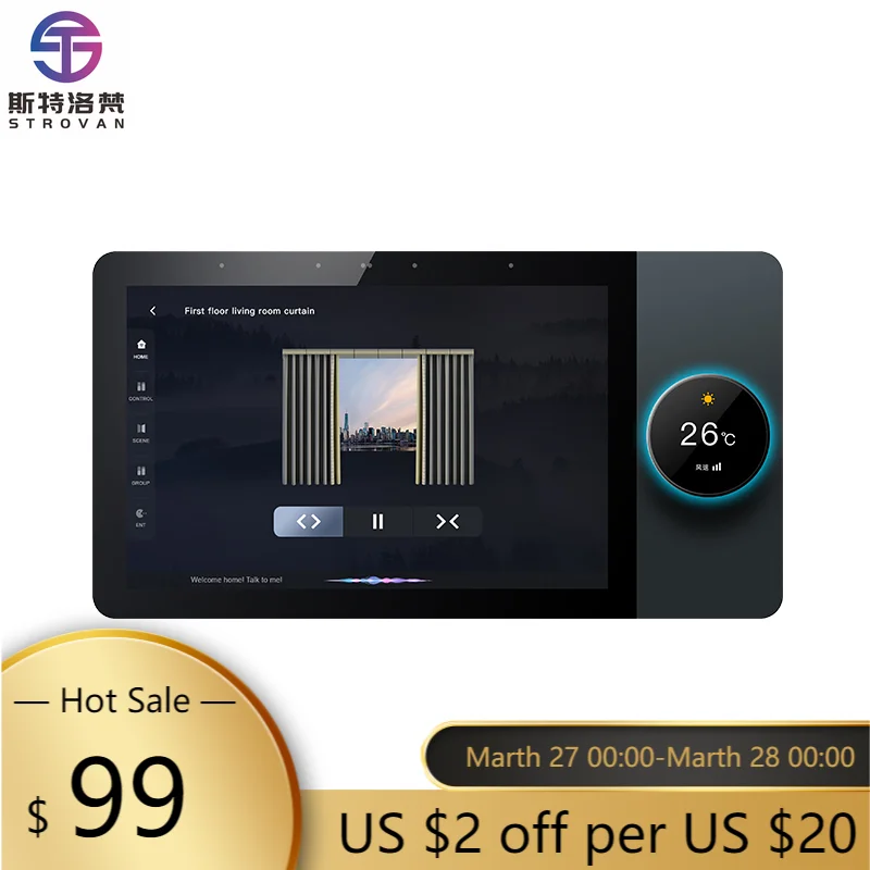 

ZXHK 8-Inch Tuya WiFi ZigBee Smart Home Host System Multi-Function Scene & Music Control with 1280x800 Resolution in Arabic Lang