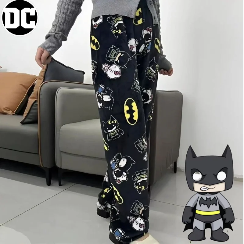 DC Batman nuevos hombres y mujeres lindo creativo Anime patrón de dibujos animados sueltos cómodos suaves amigables con la piel gruesos pantalones de pijama cálidos
