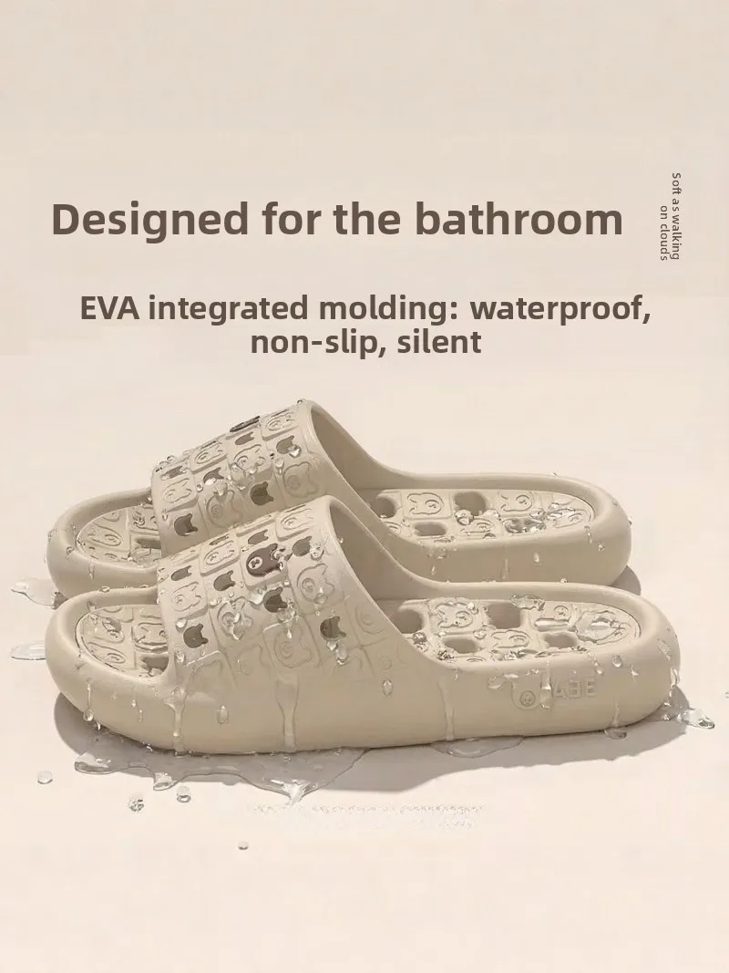 

Тапочки для ванной унисекс, противоскользящие, быстросохнущие, из материала EVA, для дома и душа, с отверстиями, милый дизайн, для мужчин и женщин