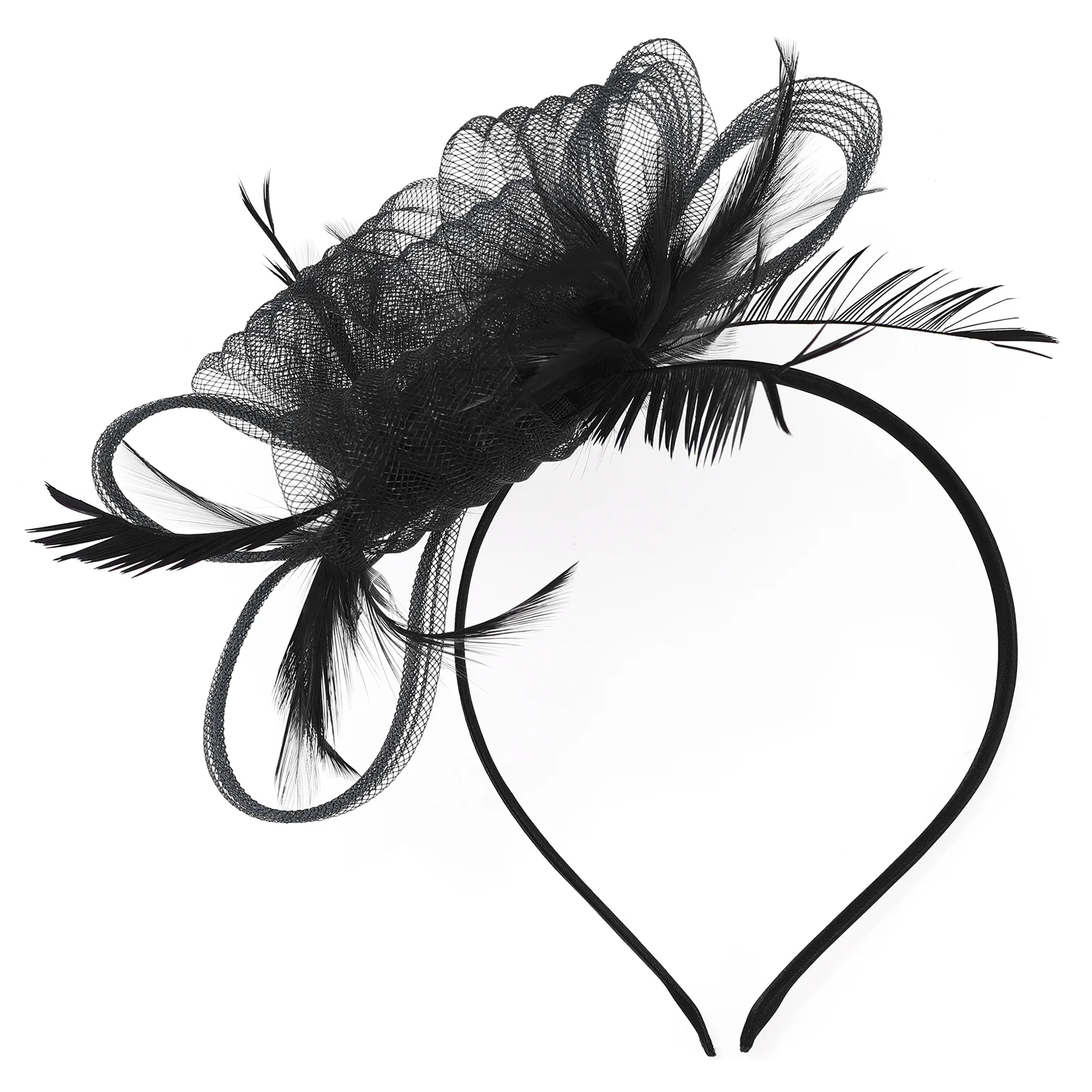 

Fascinator Headband Mesh Hair Ribbons Vintage Pillbox Hat Black Fascinators for