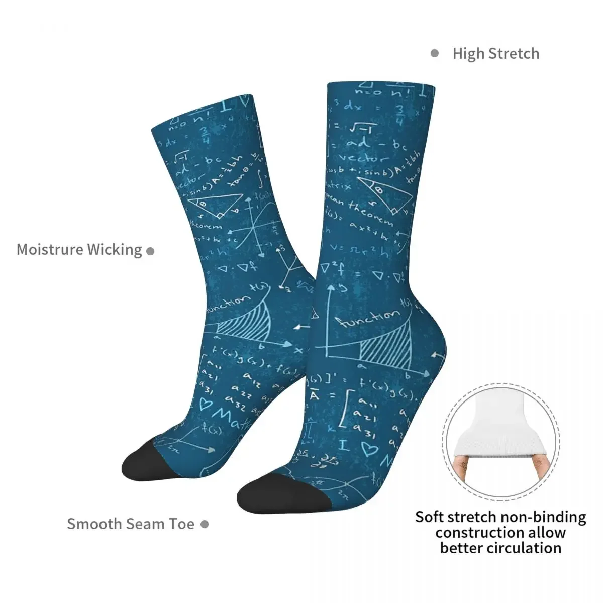 Math Lessons (Teal) Socks Harajuku Sweat Absorbing Stockings All Season Long Socks Accessories for Unisex Birthday Present