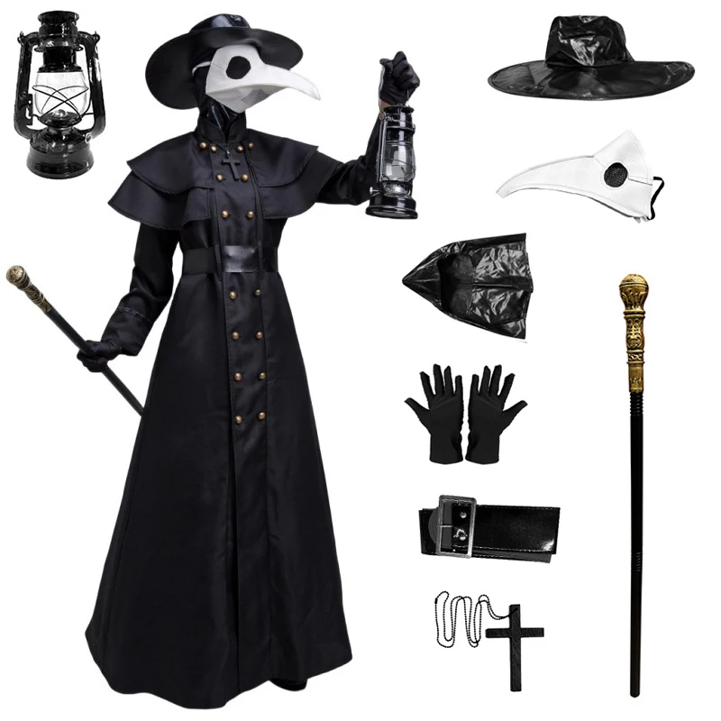 

Halloween Cosplay Medieval Steampunk Style European and American Plague Doctor Costume, Crow Longbill Bird Costume