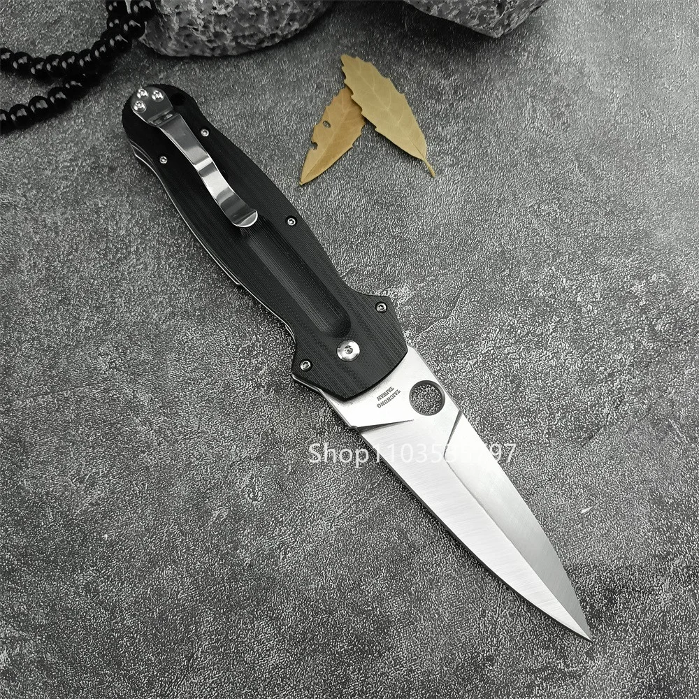 C215 Spear Point EDC Pocket Hunting Knife D2 Blade Black Anti-slip G10 Handle Tactical Survival Hiking Utility Folding Knives