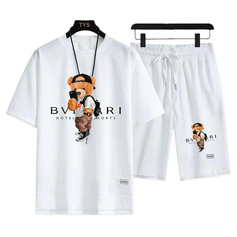 

Новый повседневный комплект из футболки с коротким рукавом и шорт для мужчин на лето 2026 года, спортивный костюм-пуловер, модный баскетбольный стиль