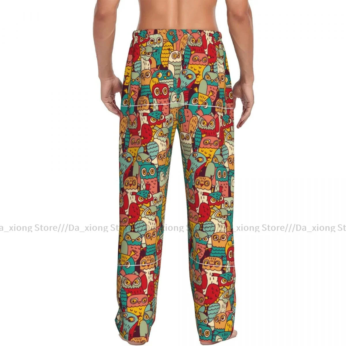 Funny Owls Group Color Seamless Pattern Mens Pajamas Pyjamas Pants Lounge Pants Sleep Bottoms