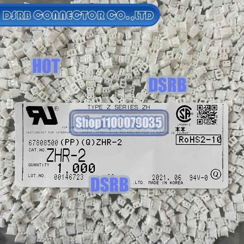 

100 шт./лот ZHR-2 пластиковый корпус 2P 1,5 мм ширина ножек 100% новый и оригинальный разъем новый оригинальный