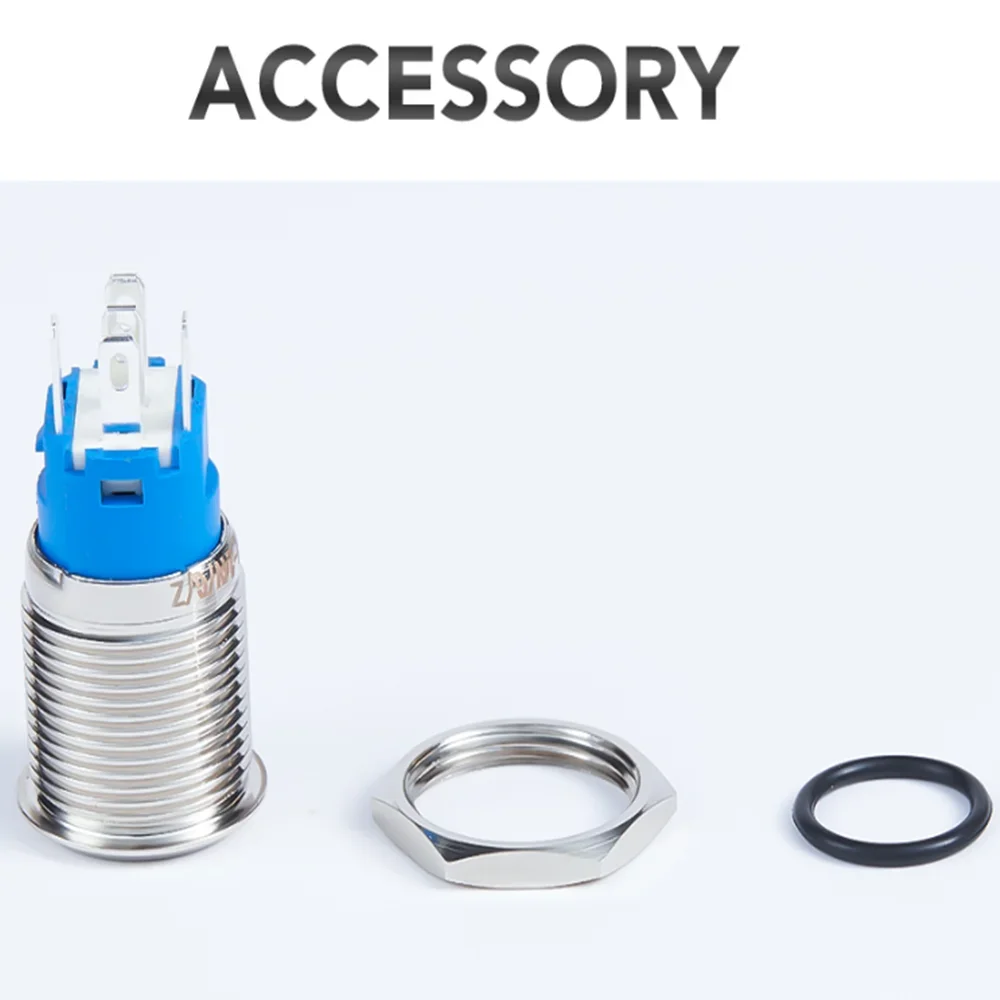 12/16/19/22mm Metal Push Button Switch Power Waterproof Flat Circular Button LED Light Self-lock  5v 12v 24v 220v