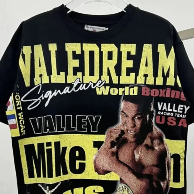 

Boxing Match Poster Print VALLEY White T-Shirts Men Women 1:1 Best Quality Pure Cotton Valley Oversized Black Short Sleeve