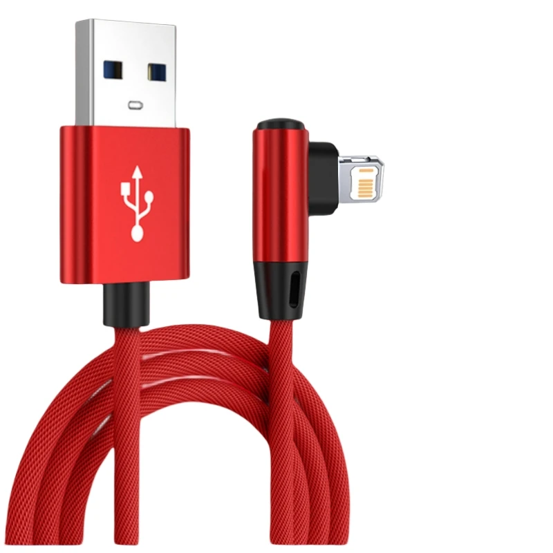 90-Grad-USB-Kabel für iPhone 14 13 12 11 Pro Max X XR 6s 7 8 Plus 2m 3m Blei Handy-Schnellladekabel Datenladegerät-Kabel