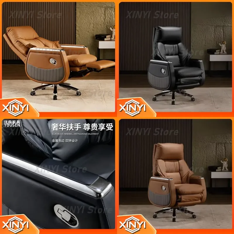 High-end Ergonomic Executive Office Chair for Computer Desk with Footrest Swivel Reclining Boss Business Seat for Home Office
