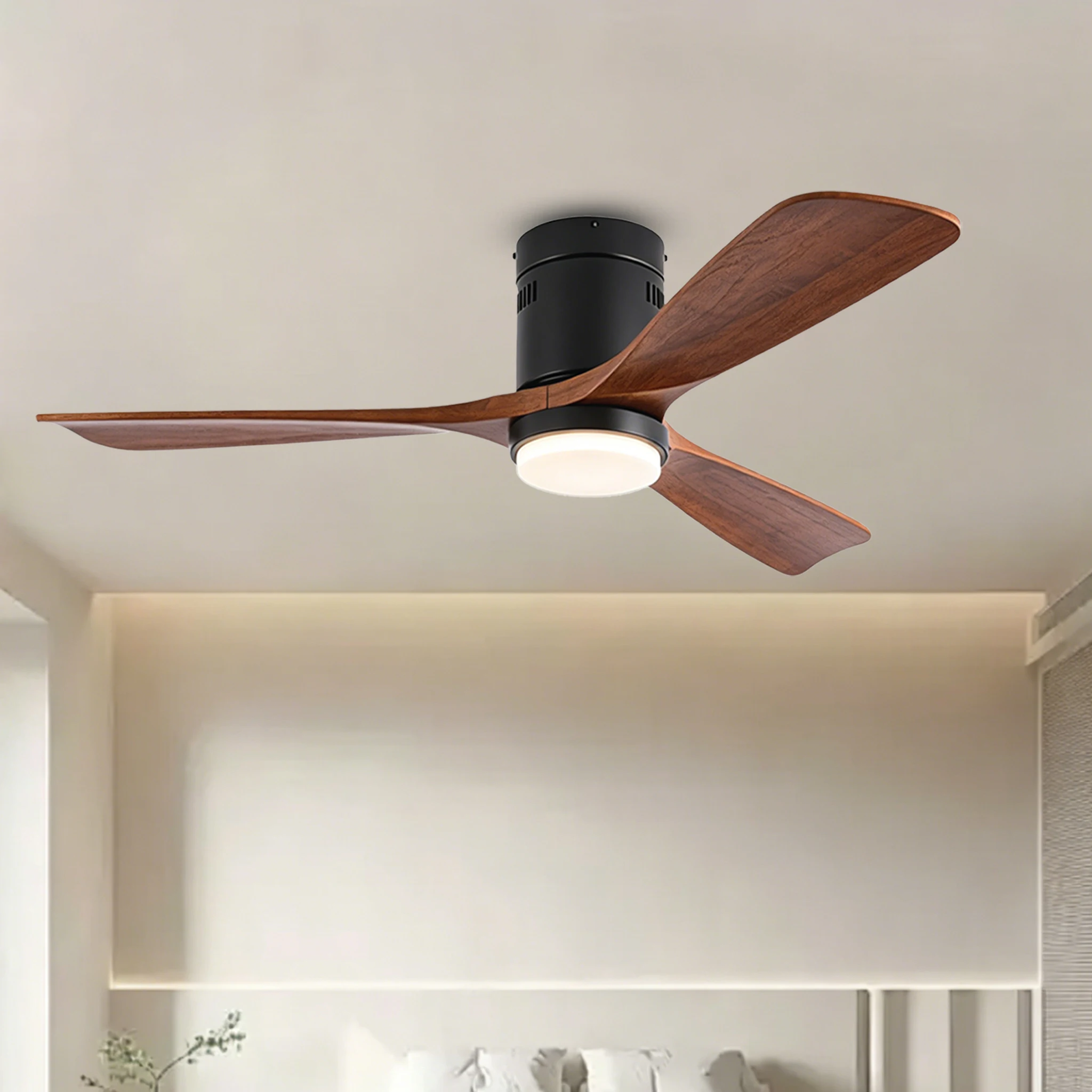 

52 Inch Ceiling Fans with Lights Low Profile Quiet DC Motor Fan with Remote Control for Restaurant Coffee Shop Home Hotel Office