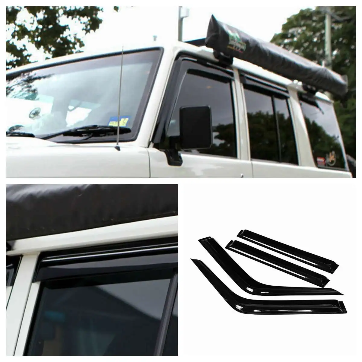 4PCS Car Window Wind Deflectors Tinted For Toyota Landcruiser 70 75 76 Series 1984 1985 1986 1987 1988 1989 1990 1991 1992-2007