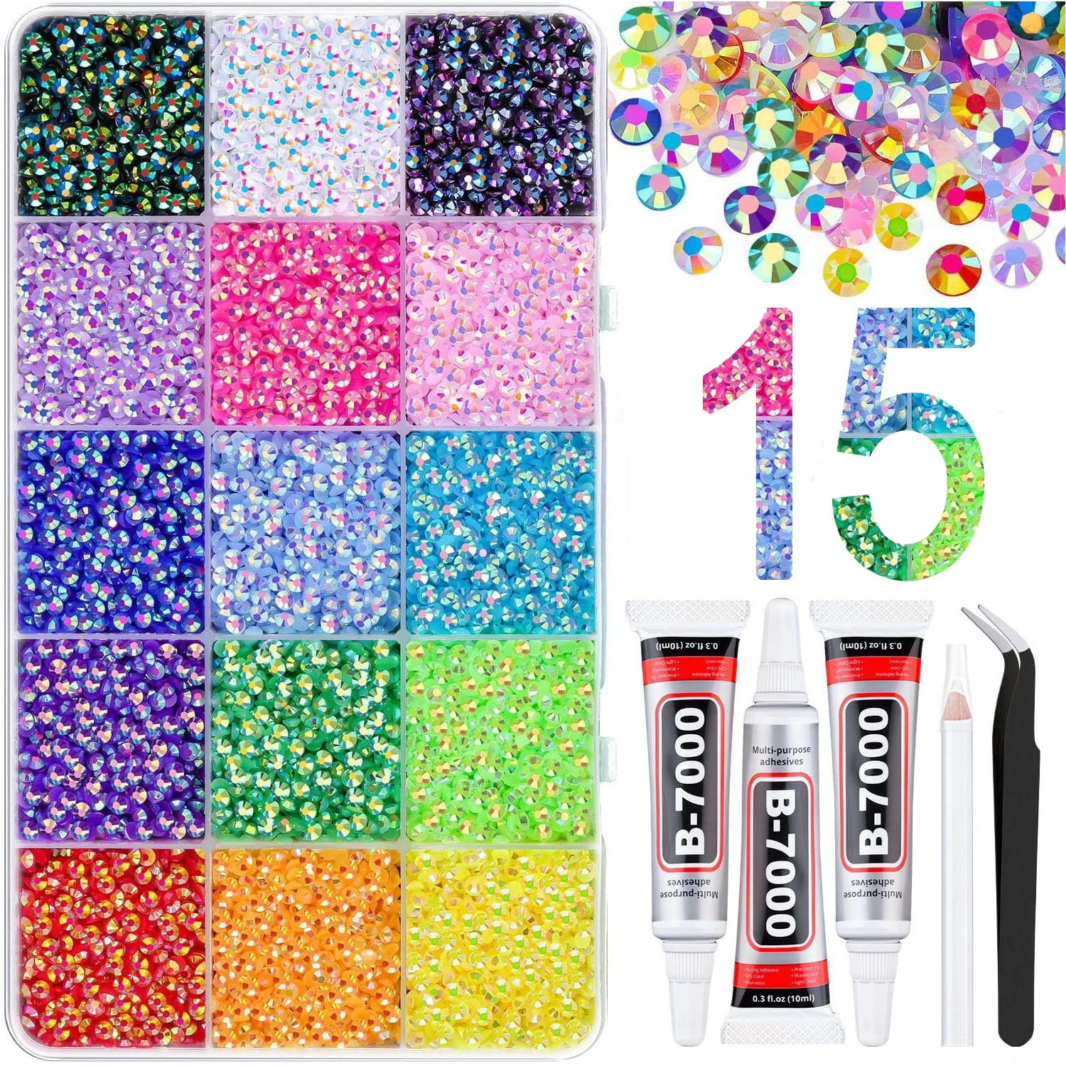 NEUES Harz-Strass-Set: Glitzernde Flachkristalle und Flachsteine für Diamantkunst-Sets für Erwachsene K