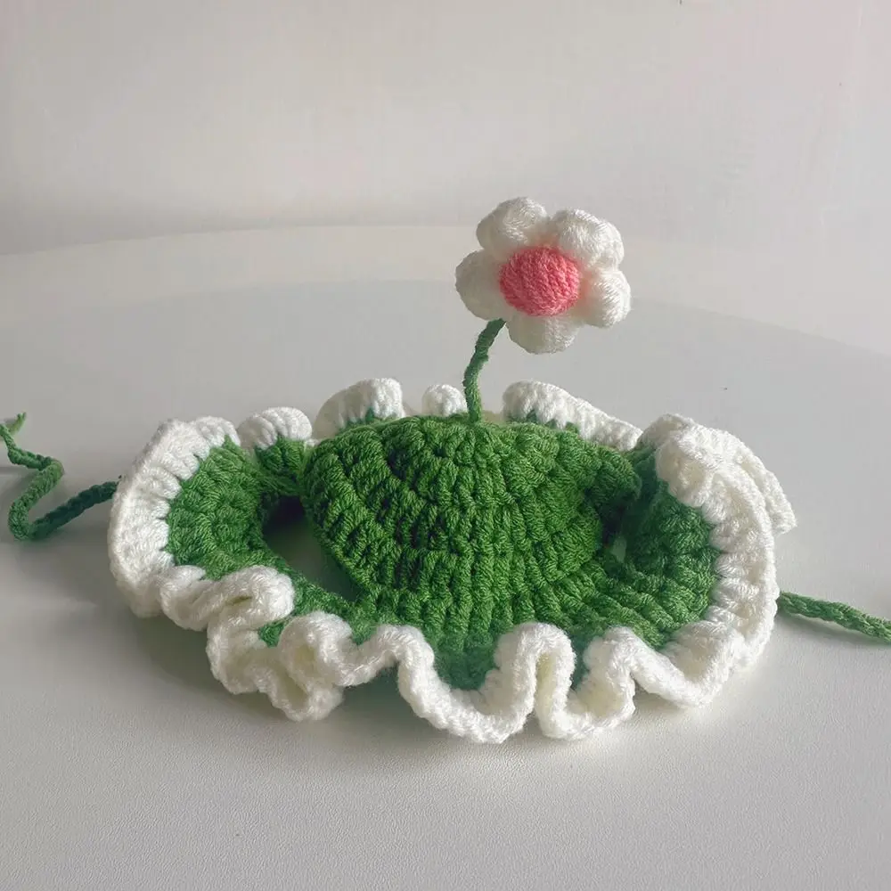 

Decoration Cute Flower Cat Hat Funny Cospaly Headgear Cute Pet Hat Kittens Knitted Hat Pet Headgear Photo Shoot Props Pet